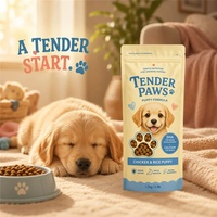 Bolsa de Plástico Personalizada para Alimento de Cachorros con Ventana de Huella, Cierre Resellable, Asa y Base, en Tonos Pastel, para Marca Propia OEM, MOQ 500
