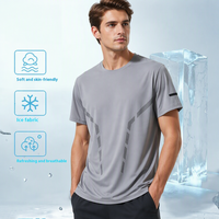 Nouveau T-shirt d'été 2026 pour homme en soie glacée 200g, séchage rapide, respirant, décontracté, col ample, maille unie, impression numérique