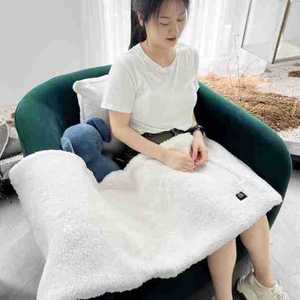 Electric Heated Blanket Fleece White 5V Usb Powered Adjustable <b>Thermostat</b> Mechanical <b>Control</b> Washable Travel Blanket - Product Image 1