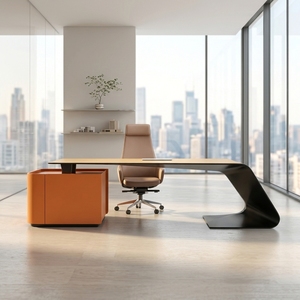 Luxuriöser Minimalistischer CEO-Schreibtisch für Chefbüro Moderner L-förmiger Bürotisch mit Stauraum für Bürogebäudebereiche - Product Image 1