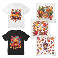 Prêts à presser : Motifs de dessins animés doux au toucher pour feuilles de transfert thermique, écussons thermocollants à décollement rapide pour T-shirts en coton vierges