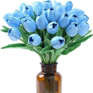 Flor de tulipán artificial de tacto real y duradero con tallos para decoración de centros de mesa en el hogar, jardín, fiestas y bodas. - Product Image 1