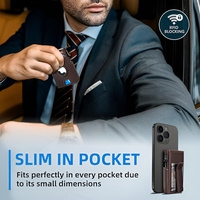 Cartera de Cuero Delgada Negra Personalizada para Hombre con Cierre Magnético RFID, Billetera Inteligente Automática con Compartimento para Tarjetas de Identificación