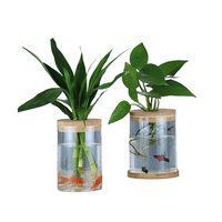 Vase cylindrique en verre transparent fait à la main moderne de qualité en gros 3 pièces ensemble de terrarium en verre pour la décoration intérieure Vase de table