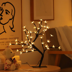 Cherry Blossom <b>Tree</b> Lamp Led Indoor Ornament Bedside Home Decoration Night <b>Light</b> Creative Landscape Luminous <b>Tree</b> - Product Image 4