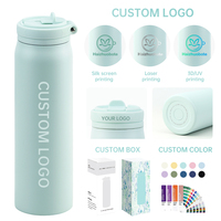 Bouteille d'eau isotherme en acier inoxydable à double paroi de 32 oz avec logo personnalisé, faible MOQ, et couvercle à paille détachable et verrouillable