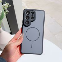 Casing Ponsel Mewah Warna-Blok dengan Tekstur Kulit, Magnetik, dan Penghilang Panas untuk Samsung Galaxy S26 S25 S24 S23 Ultra