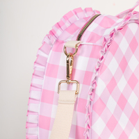 Personnalisé mignon femmes Plaid Weekender sac à volants sac fourre-tout sangle de guitare Nylon coeur sac à bandoulière