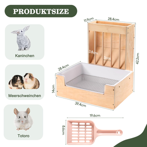 SENNOR büyük 2-in-1 tavşan saman besleyici kum kabı Set ahşap kobay tavşanlar için karışıklık geçirmez tasarım köpekler için çok yönlü - Product Image 2