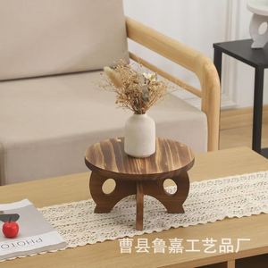 Base de madera para macetas, soporte redondo para plantas de escritorio, expositor de madera maciza para uso decorativo en interiores - Product Image 2