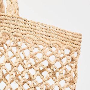 Custom Ladies Braided Handles Raffia Tote <b>Bag</b> Portable Spring Summer Autumn Travel Shoulder <b>Netting</b> Open Beach Vacation - Product Image 3