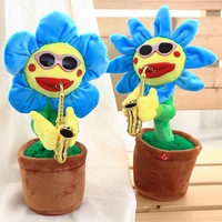Jouet en peluche de tournesol de saxophone de danse chantante de dessin animé super doux de 35cm avec le style créatif pour le soulagement du stress et les cadeaux