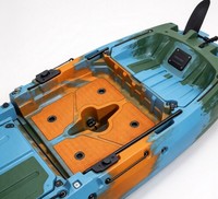 Kayak de pêche modulaire à pédales Sit on Top, kayak démontable en deux parties avec plusieurs porte-cannes pour la pêche au bar