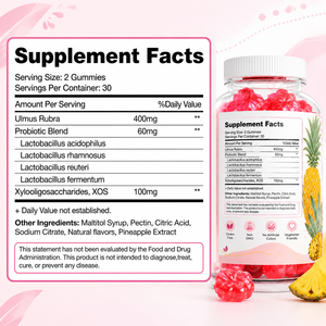 Gummies Probiotiques Saveur Ananas Favorisant l'Équilibre Naturel du pH Soutien Immunitaire pour Femmes 60 Unités <span class=keywords><strong>2</strong></span> Gummies par Jour OEM ODM HALAL - Product Image 2