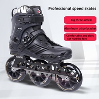 Patins en Ligne de Vitesse Professionnels de Haute Qualité 3 Roues pour Homme Adulte, Chaussures de Roller pour Extérieur avec Effet Clignotant