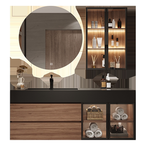 Modern simple and <b>light</b> luxury smart slate ceramic seamless integrated basin bathroom cabinet combination - Product Image 2
