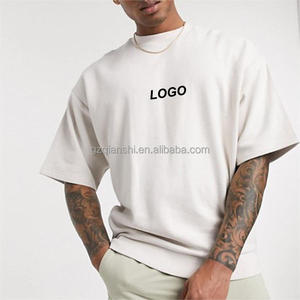 T-shirt blanc personnalisé de haute qualité, unisexe, coupé et cousu, pour homme, coupe ample, en coton épais, style boxy et court - Product Image 1