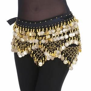 Sciarpa da Danza del Ventre per Donna, Gonna Avvolgente con Monete Dorate, Costume per Danza Orientale - Product Image 1