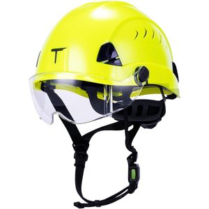 Casque de sécurité ventilé Frigg Classe C avec visière transparente 52-63 cm Vert Citron Casque de chantier Type 1 6-suspensions - Product Image 1