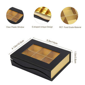 Boîte de papier cadeau de chocolat rigide noir de luxe <span class=keywords><strong>vide</strong></span> avec fenêtre transparente avec stratification mate et impression de gaufrage - Product Image 2