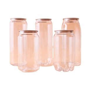 Coffee shop use Transparent PET plastic easy open can for soft drink
