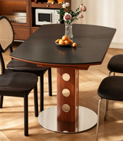 Table à manger pliante moderne en bois massif avec plateau en pierre frittée, écologique, gain de place, durable, mobilier de maison pour petits hôtels