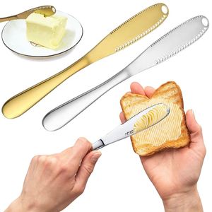 Cuchillo de Queso Multifuncional 3 en 1 de Metal Dorado, Cuchillo para Mantequilla de Acero Inoxidable, Cuchillo para Untar Mermelada y Mantequilla de Cacahuete, Venta al por Mayor - Product Image 1