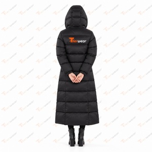 Tiierwear <b>Women</b> Black Hooded Long Quilted Down <b>Coat</b> <b>Winter</b> Windproof Puffer Jacket for <b>Women</b> - Product Image 6