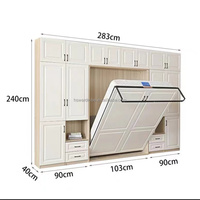Lit escamotable moderne en bois avec armoire intégrée, design pliable, couleur et taille personnalisables, meuble de rangement pour chambre à coucher, taille Queen/King