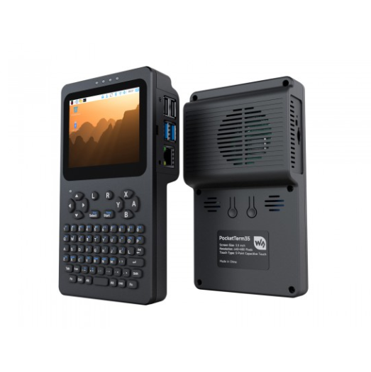 Chipboard Waveshare Portable Handheld Linux Terminal, PocketTerm35 3.5inch 640*480 Touch Screen, Optical Bonding, Rasp Pi 4b/5