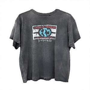 T-shirts graphiques DTG personnalisés, surdimensionnés, 100% coton tricoté 220g, lavés à l'acide, poids lourd, pour hommes, effet vieilli vintage - Product Image 3