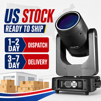Projecteur LED mobile 200W à faisceau lumineux, anneau halo RGB, 14 couleurs, 17 gobos, prisme DMX512 pour club, concert, mariage, Sharpy Beam DJ (stock US)