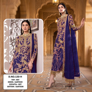 Boutique indienne élégante Premium de haute qualité filet tissu Salwar Kameez pour femmes filles Festival porter des vêtements de fête vêtements de mariage - Product Image 3