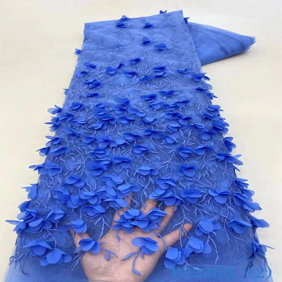 프리미엄 품질 3D 꽃 레이스 원단 지속 가능한 3D 꽃 패치 자수 레이스 아플리케 메쉬 유형
