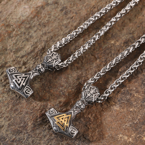 Collier Marteau de Thor Viking en Acier Inoxydable 316L, Pendentif Mjolnir <span class=keywords><strong>Mythologie</strong></span> Nordique, Bijoux Nordiques Vintage pour Cadeau - Vente en Gros - Product Image 4