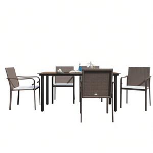Set da Pranzo da Giardino in Rattan PE con 4 Posti, Struttura in Acciaio, Arredamento Esterno Contemporaneo - Product Image 1
