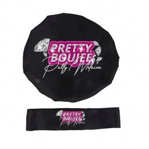 Wholesale Personalized Custom Logo Bonnet With Edge <b>Scarf</b> Private Label Bonnets and Satin Hair Wraps Promotion Gift - Product Image 1