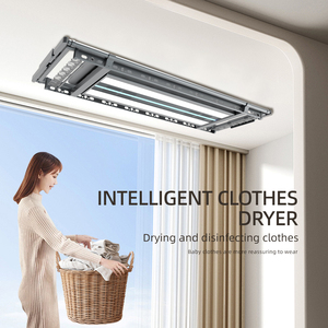 Séchoir à linge électrique pliable à séchage rapide, monté au plafond, avec fonction anti-acariens UV et protection contre les surcharges, idéal pour appartement - Product Image 1