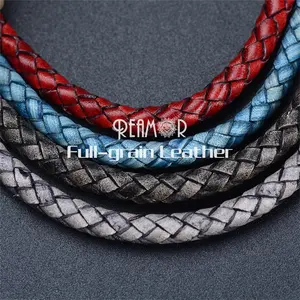 REAMOR 6mm Retro First Layer Cowhide Leather Rope Matte Genuine Braided Cord Super Fiber Leather For Bracelets Jewelry Making