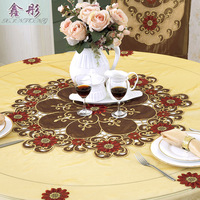 Nappe Ronde en Tissu, Style Européen Champêtre Floral, Anti-Poussière, pour Table à Manger, Ensemble de Nappe Tournante, Nappe d'Hôtel 0428