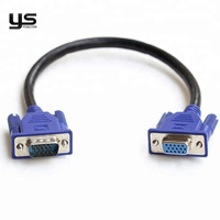 Kabel Ekstensi VGA Female ke Female 15 Pin DB15 Konektor Biru dengan Sekrup Kabel Berpelindung Ganda untuk Monitor dan Proyektor