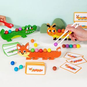 Juego de Pinzas para Cuentas para Desarrollo de Habilidades Motoras Finas, Clasificación de Colores, Juguete Educativo de Madera para Niños de 2 a 4 Años, Jardín de Infancia, Clase Pequeña - Product Image 4