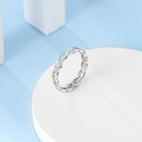 MULA Bague en argent sterling 925 avec double couche de zirconium blanc Bijoux classiques pour mariage, fiançailles ou cadeau de fête