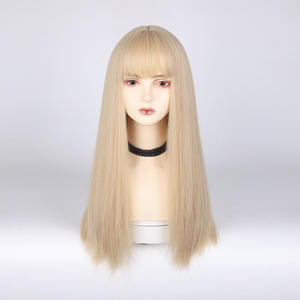 วิกผมสไตล์<span class=keywords><strong>เกาหลี</strong></span>สีบลอนด์แพลตตินั่มแบบด้าน ผิวสัมผัสเนียนดุจผ้าไหม พร้อมหน้าม้าเต็มศีรษะ <span class=keywords><strong>ผม</strong></span><span class=keywords><strong>ยาว</strong></span>ตรง เปลี่ยนทรง<span class=keywords><strong>ผม</strong></span>ได้ สำหรับผู้หญิง - Product Image 1