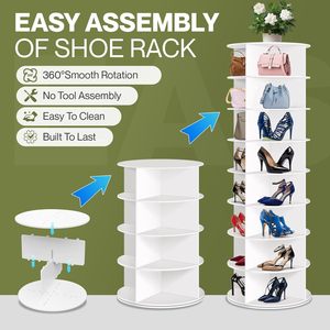 Rotating Shoe Rack Round Multi Layer Standing <b>Storage</b> Organizer For Living Room Entryway Bedroom <b>Wardrobe</b> 20-35 Pairs Capacity - Product Image 2