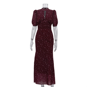 2025 Ruffle Casual <span class=keywords><strong>de</strong></span> moda <span class=keywords><strong>de</strong></span> oficina largo verano Floral damas <span class=keywords><strong>vestidos</strong></span> elegantes - Product Image 5