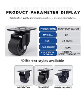 Vierdelige Pp-Draaibare Zwenkwielen Set 2.5 Inch 360 Roterende Universele Plaatwielen 300Kg Laadvermogen Voor Opbergdozen/Kleine - Product Image 4