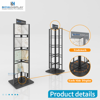 Présentoir vertical de logo de taille personnalisée en usine de vente au détail petit support simple en pierre de carreaux de céramique rotatif sur quatre côtés