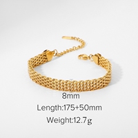 Penjualan terlaris gelang perhiasan baja tahan karat berlapis emas 18K gelang rantai Kuba Miami gelang susun ular datar untuk wanita