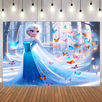 5 * 3ft 7 * 5ft dondurulmuş prenses Elsa kale temalı Poster afiş arka plan planında doğum günü partisi düğün süslemeleri